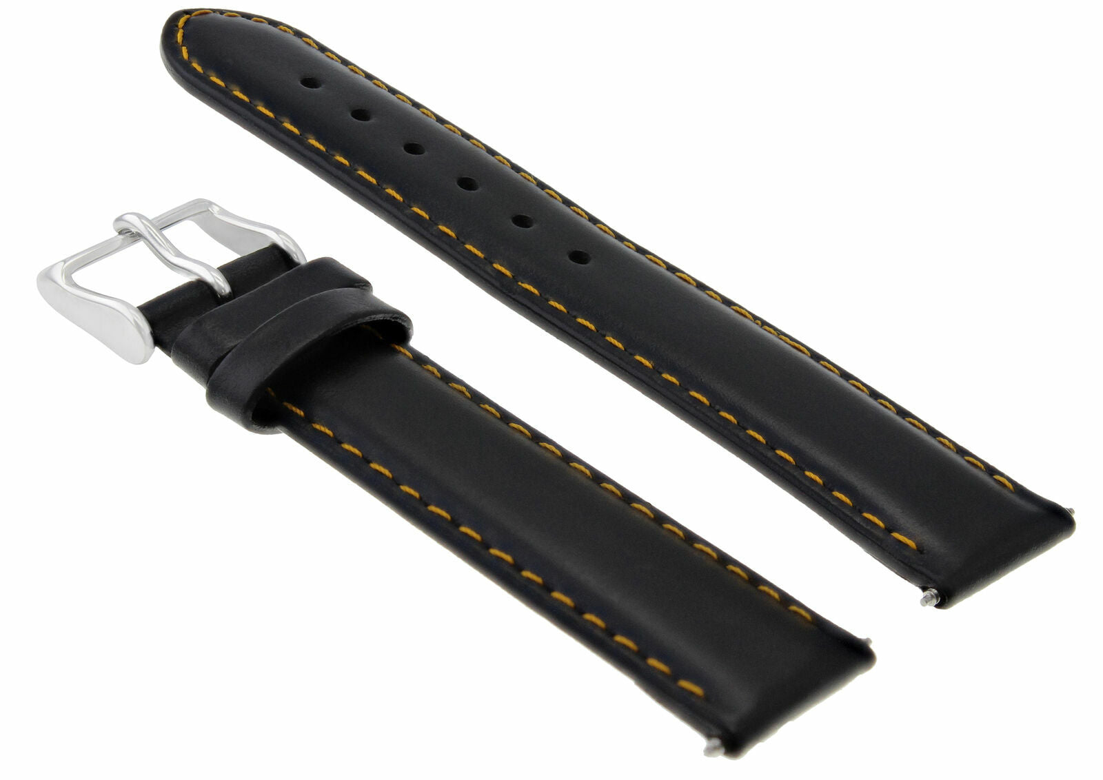 20MM LEATHER SMOOTH  WATCH STRAP BAND FOR 43MM LONGINES CONQUEST BLACK ORANGE S