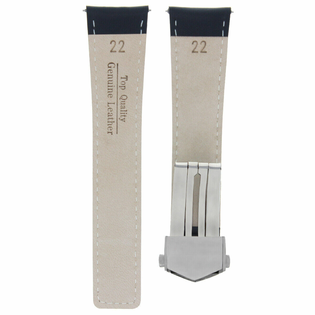 22MM LEATHER BAND STRAP DEPLOYMENT CLASP FOR TAG HEUER CARRERA MONACO F1 BLACK