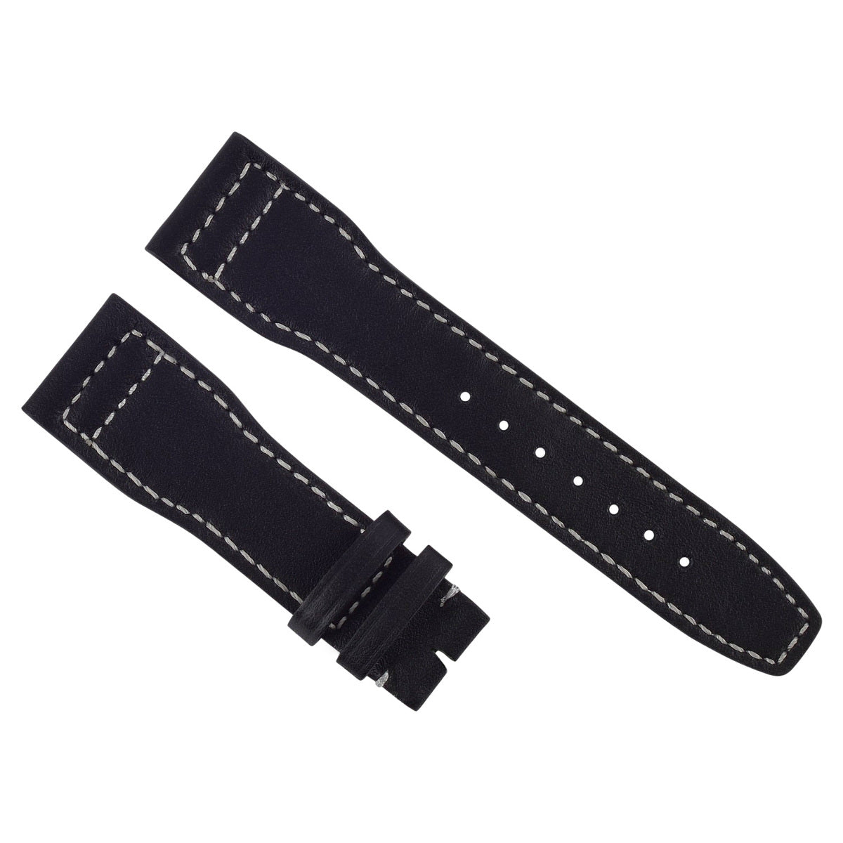 20MM CALF LEATHER WATCH STRAP BAND FOR IWC PILOT PORTUGUES BLACK  WHITE STITCH