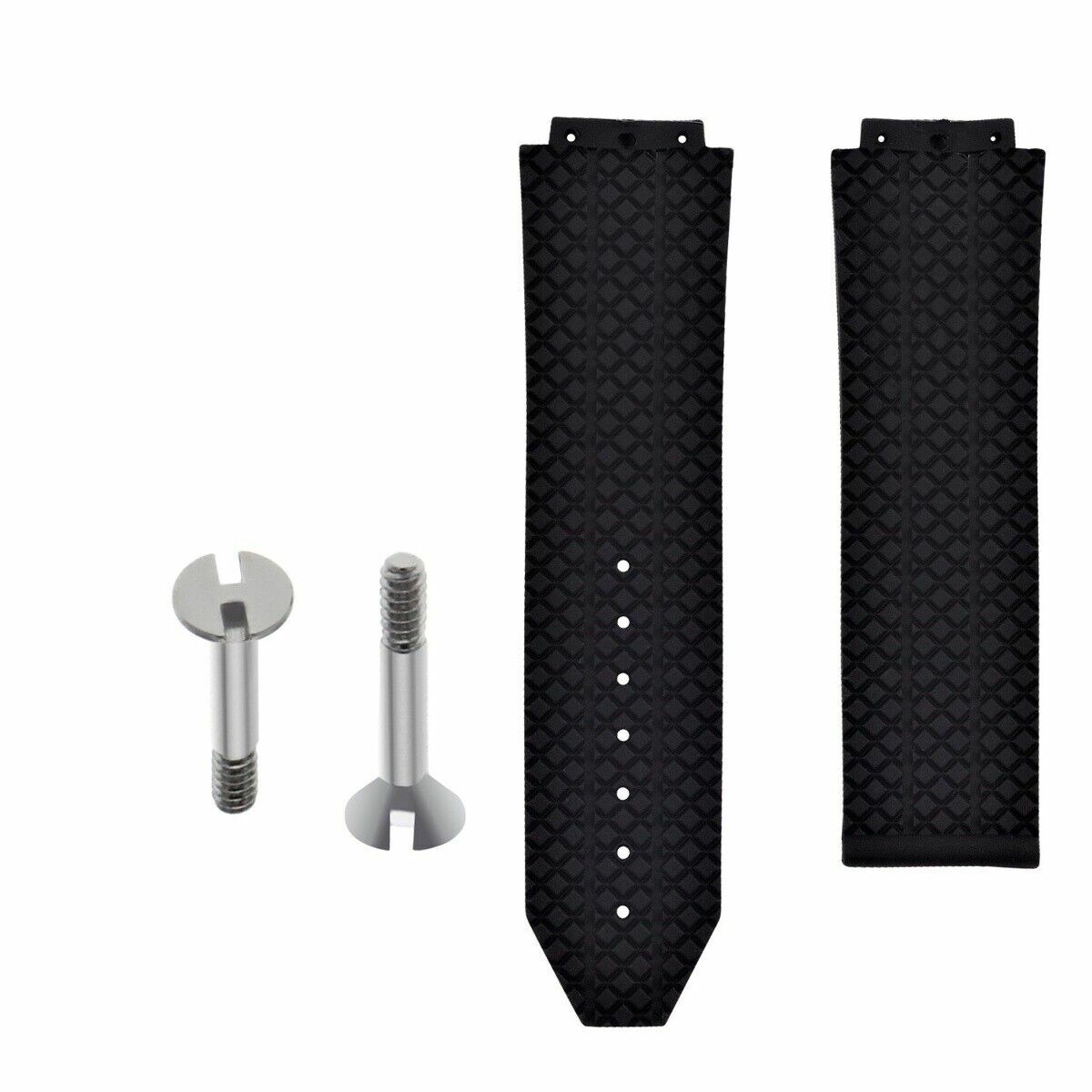 REPLACEMENT 24MM RUBBER BAND STRAP FOR HUBLOT 44-44.5MM H BIG BANG + 2 SCREW