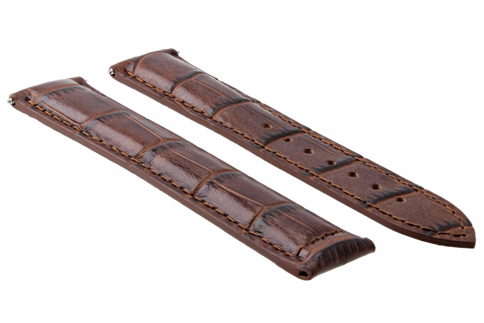 LEATHER WATCH BAND STRAP FOR 22MM OMEGA SEAMASTER PLANET OCEAN CLASP L/BROWN