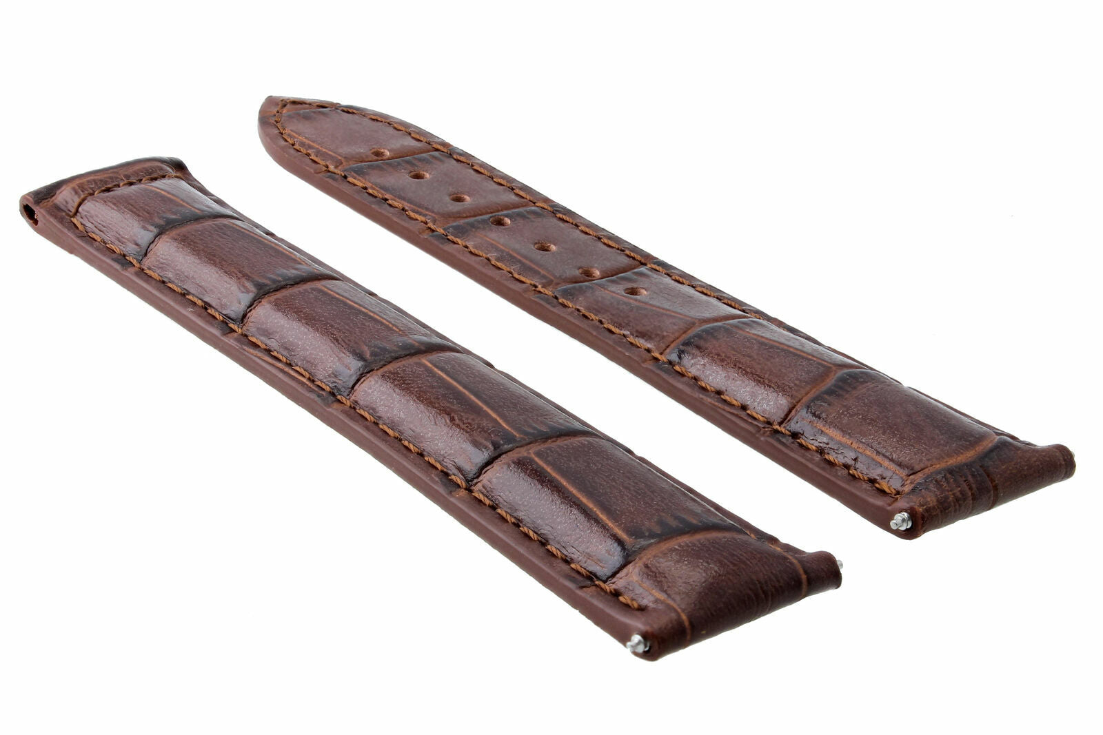 LEATHER WATCH BAND STRAP FOR 22MM OMEGA SEAMASTER PLANET OCEAN CLASP L/BROWN