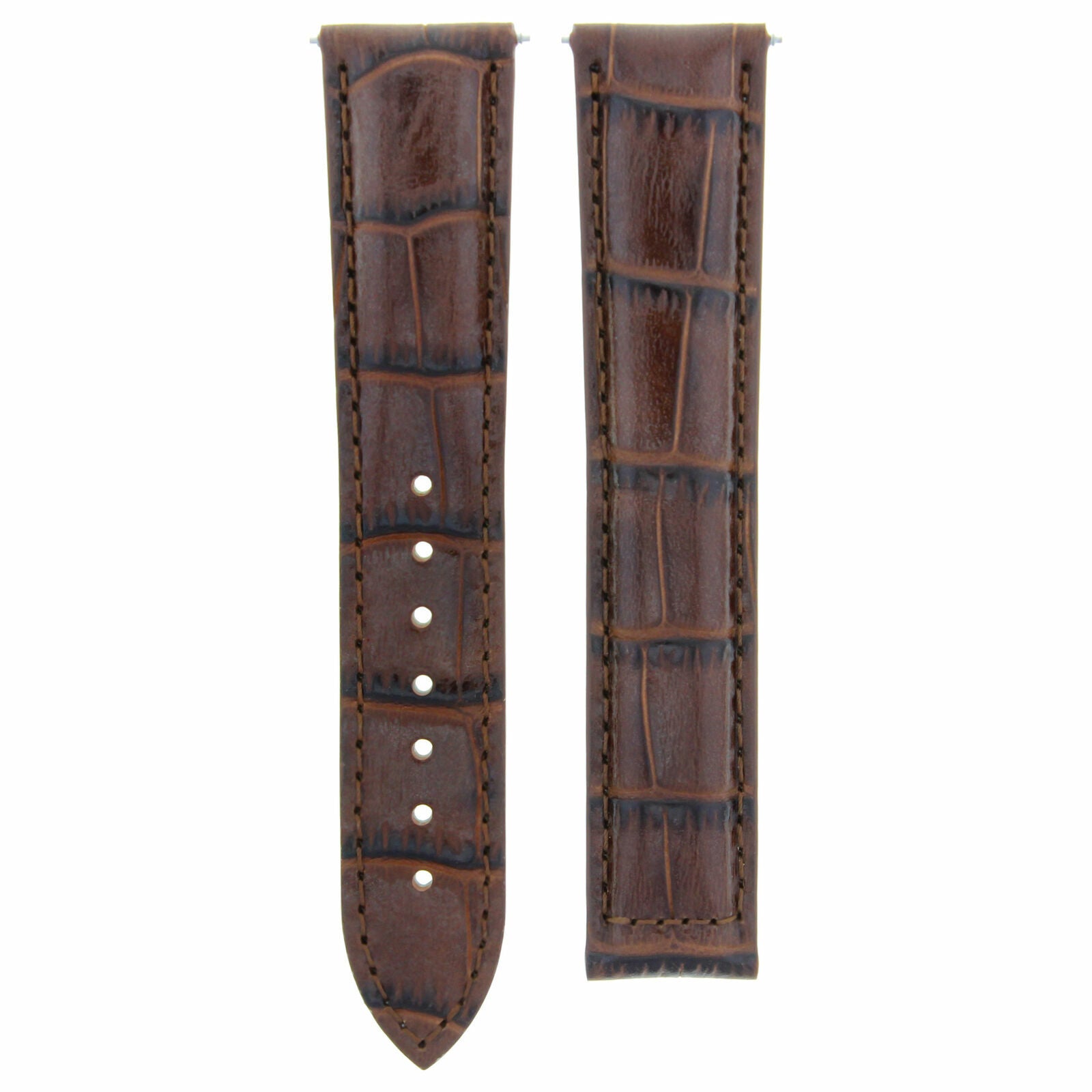 LEATHER WATCH BAND STRAP FOR 22MM OMEGA SEAMASTER PLANET OCEAN CLASP L/BROWN