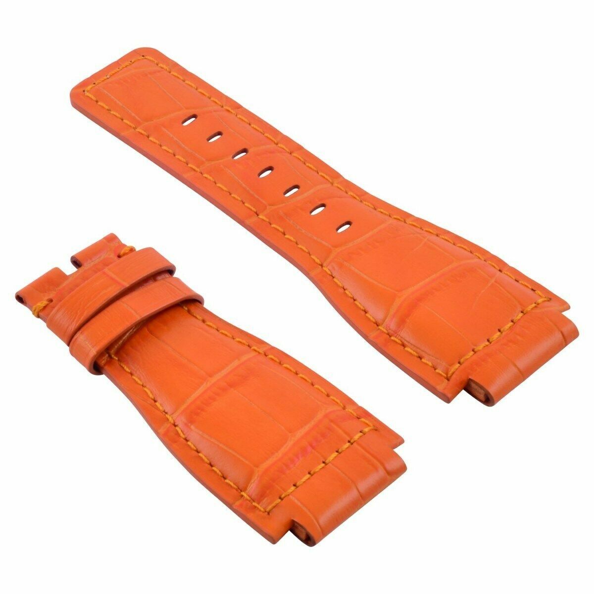 24MM LEATHER WATCH BAND STRAP FOR BELL ROSS BR-01-03 B & R WATCH ORANGE