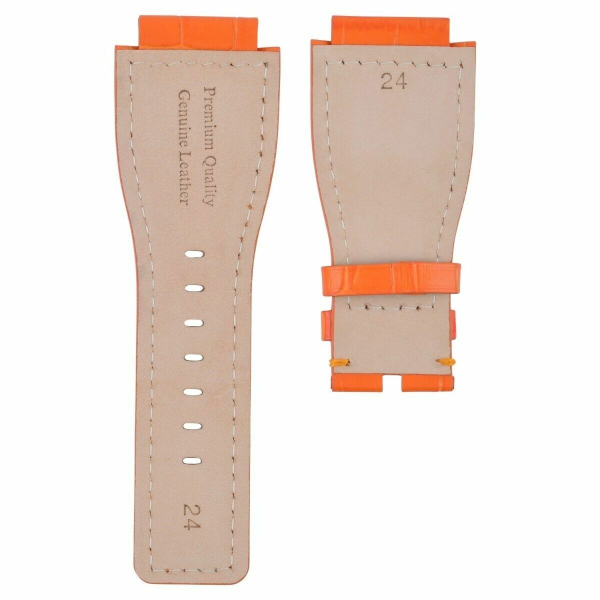 24MM LEATHER WATCH BAND STRAP FOR BELL ROSS BR-01-03 B & R WATCH ORANGE