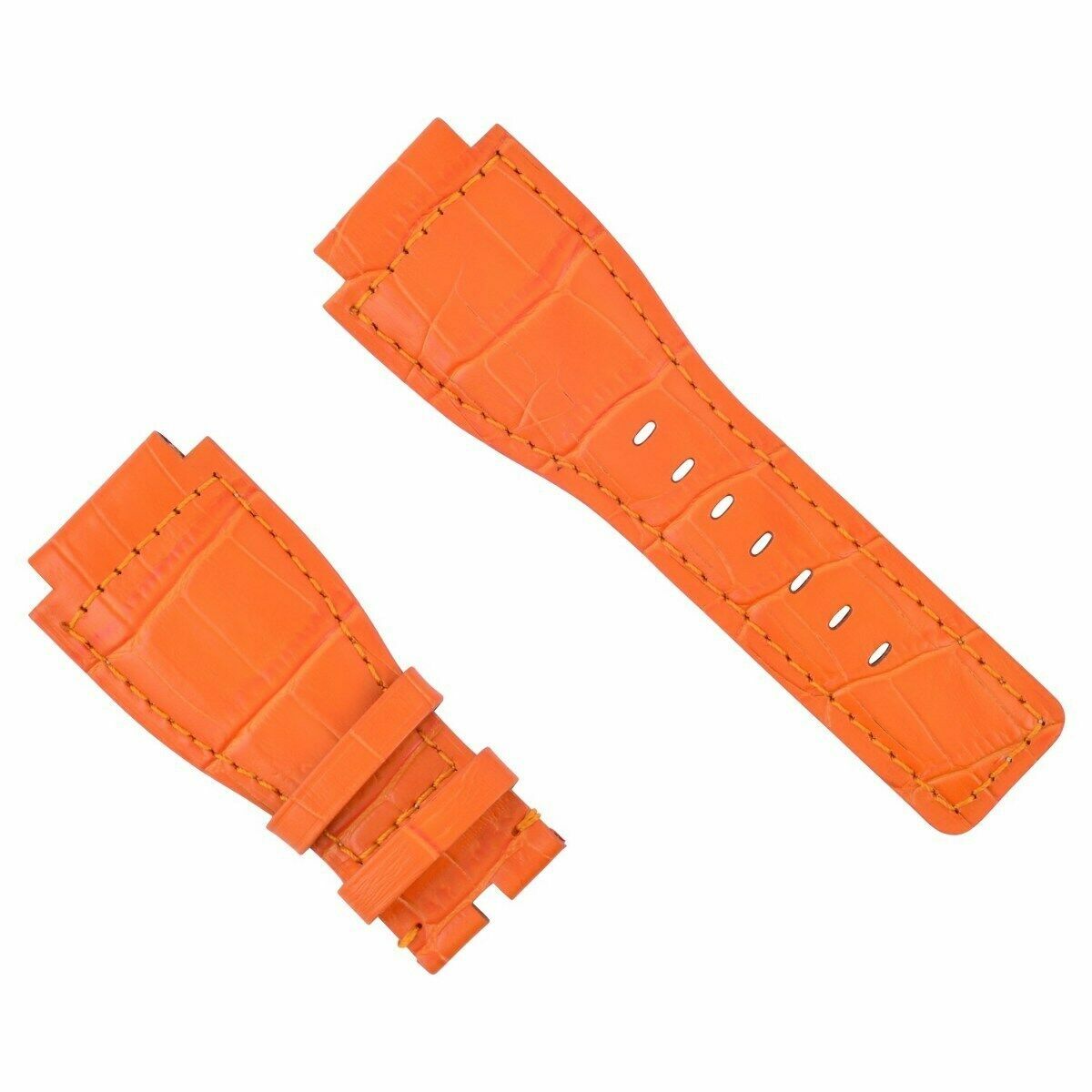 24MM LEATHER WATCH BAND STRAP FOR BELL ROSS BR-01-03 B & R WATCH ORANGE