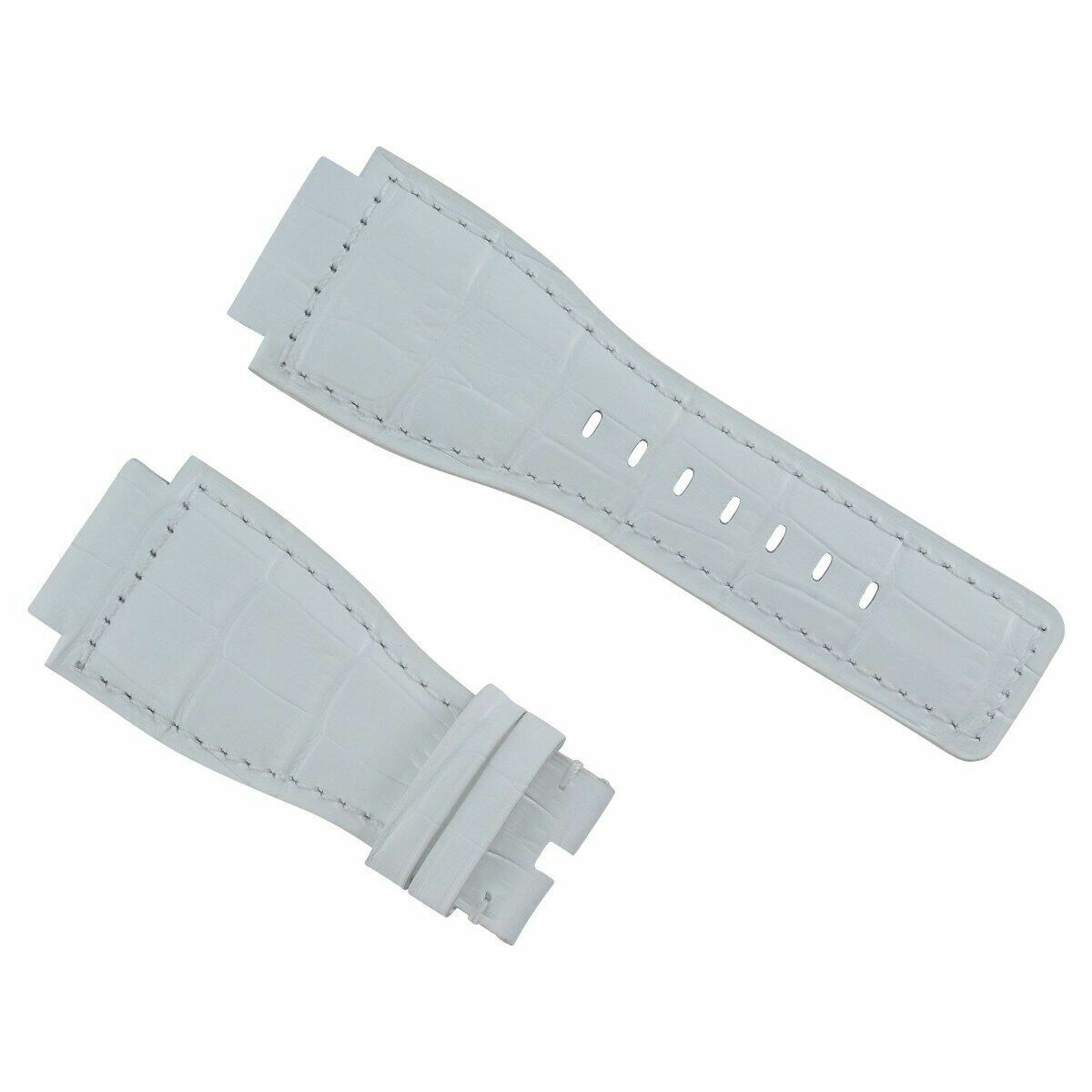 24MM LEATHER WATCH BAND STRAP FOR BELL & ROSS WATCH BR-01-BR-03 WATCH WHITE