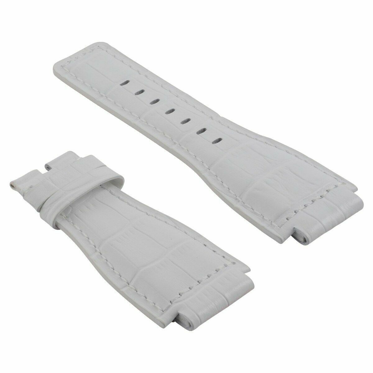 24MM LEATHER WATCH BAND STRAP FOR BELL & ROSS WATCH BR-01-BR-03 WATCH WHITE