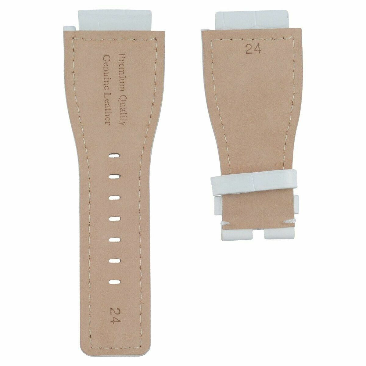 24MM LEATHER WATCH BAND STRAP FOR BELL & ROSS WATCH BR-01-BR-03 WATCH WHITE