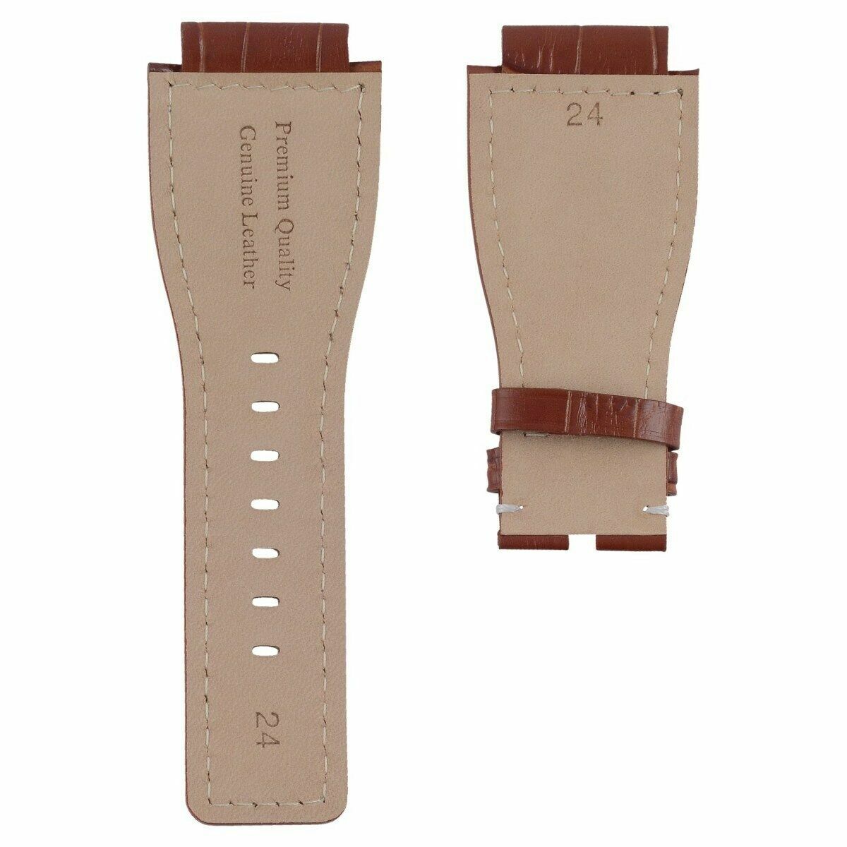 24MM LEATHER WATCH BAND STRAP FOR BELL & ROSS BR-01-03 WATCH TAN LIGHT BROWN WS