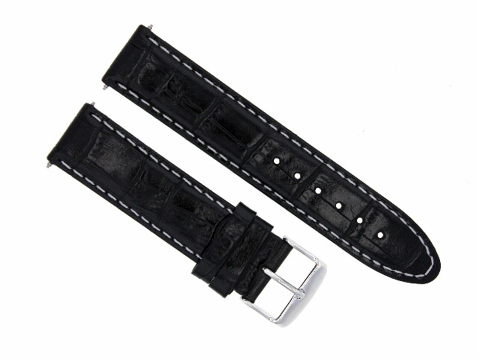 18MM GENUINE LEATHER STRAP BAND BRACELET FOR MONTBLANC WATCH BLACK WHITE STITCH