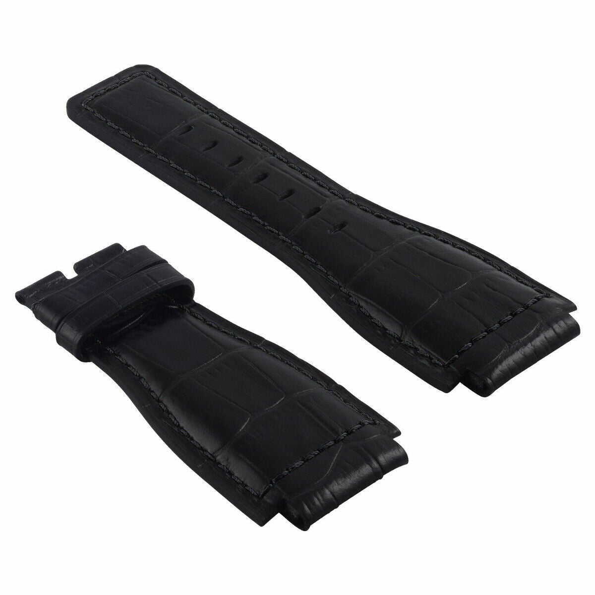 24MM LEATHER BAND STRAP FOR BELL & ROSS WATCH MODEL BR-01-BR-03 WATCH BLACK