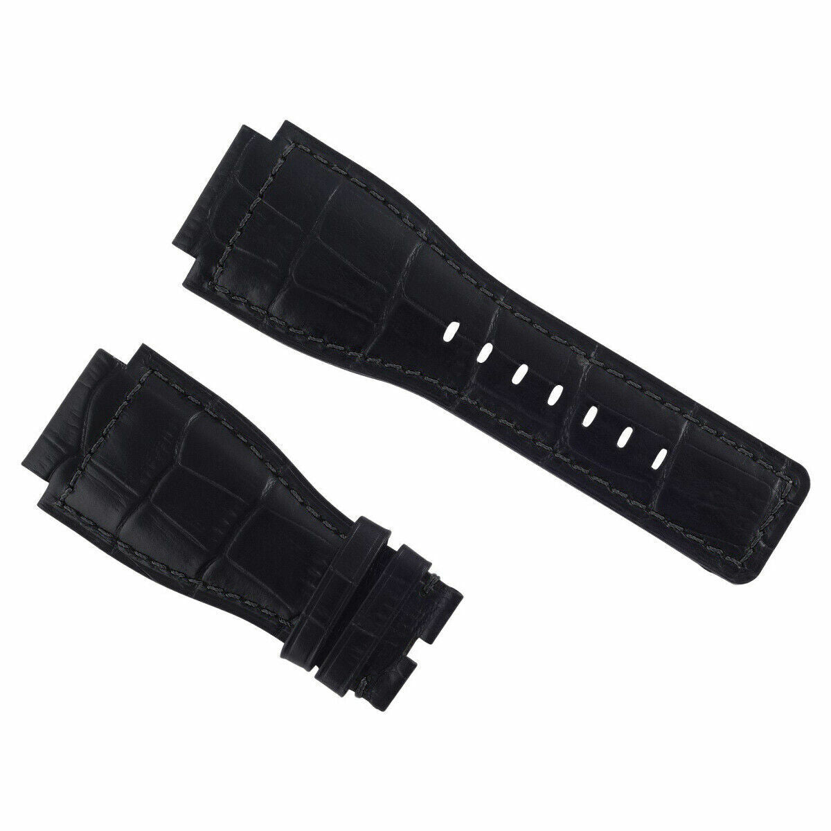 24MM LEATHER BAND STRAP FOR BELL & ROSS WATCH MODEL BR-01-BR-03 WATCH BLACK