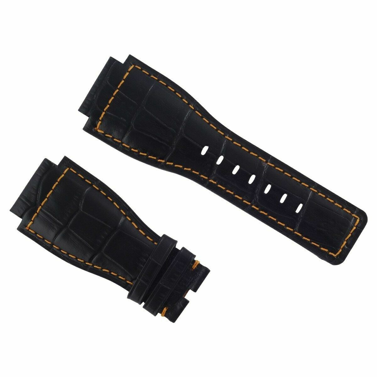 24MM LEATHER WATCH BAND STRAP FOR BELL & ROSS MODEL BR-01-BR-03 WATCH BLACK OS