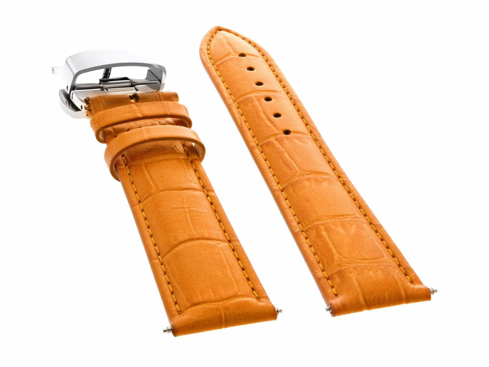 22MM LEATHER WATCH BAND STRAP FOR IWC PILOT PORTUGESE TOP GUN + CLASP ORANGE