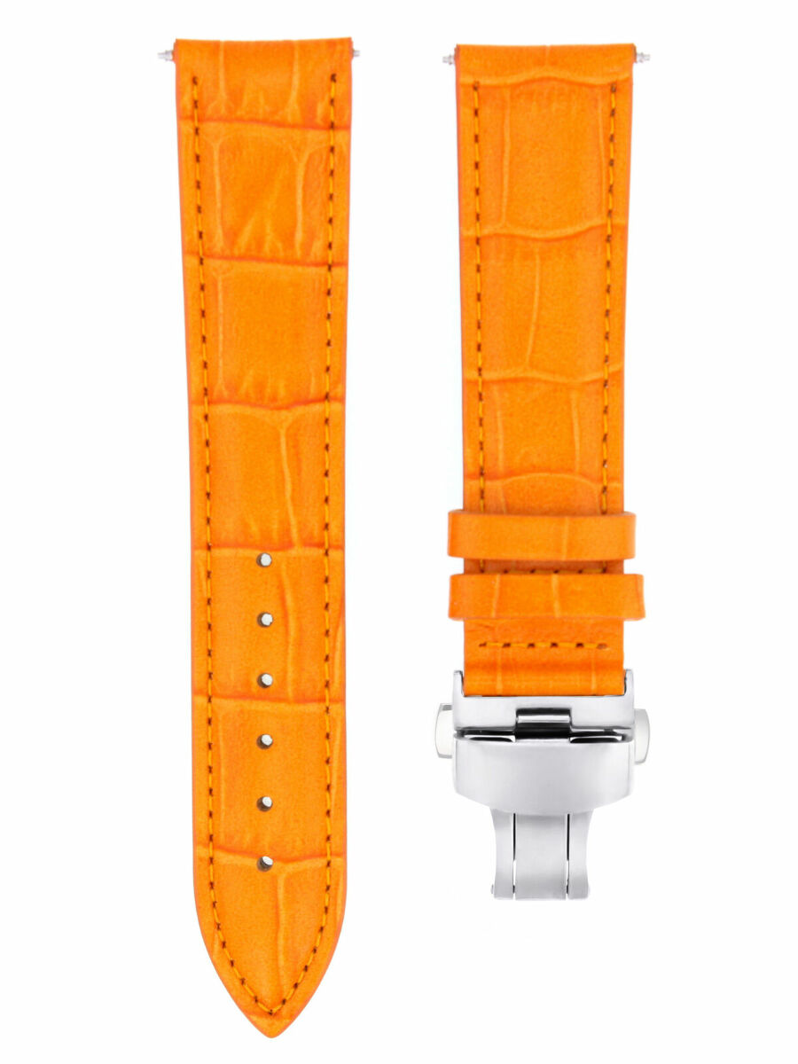 22MM LEATHER WATCH BAND STRAP FOR IWC PILOT PORTUGESE TOP GUN + CLASP ORANGE