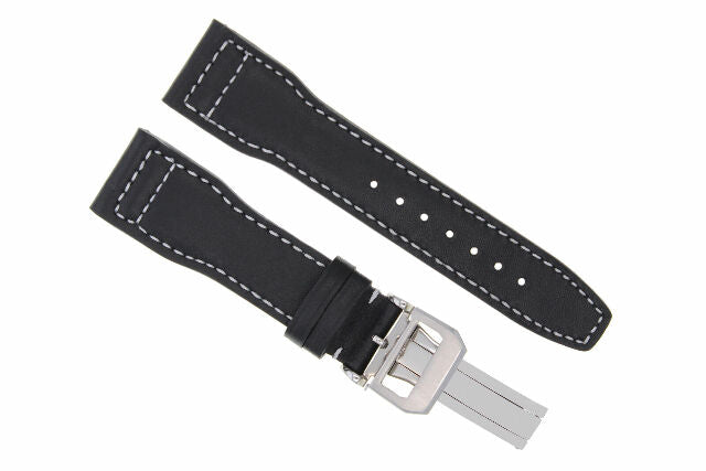 21MM LEATHER WATCH STRAP BAND FOR  IWC PILOT PORTUGUESE WATCH CLASP BLACK WS