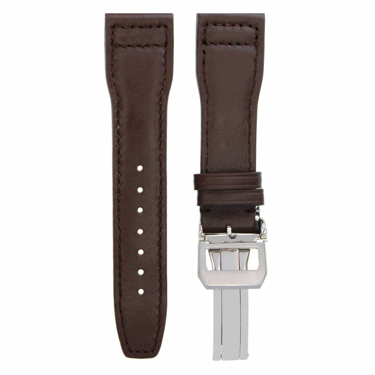 21MM LEATHER WATCH STRAP BAND DEPLOYMENT CLASP FOR IWC PILOT TOP GUN BROWN SHINY