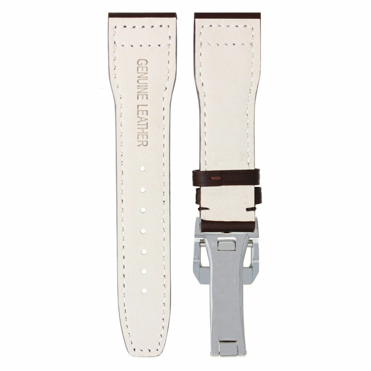 21MM LEATHER WATCH STRAP BAND DEPLOYMENT CLASP FOR IWC PILOT TOP GUN BROWN SHINY