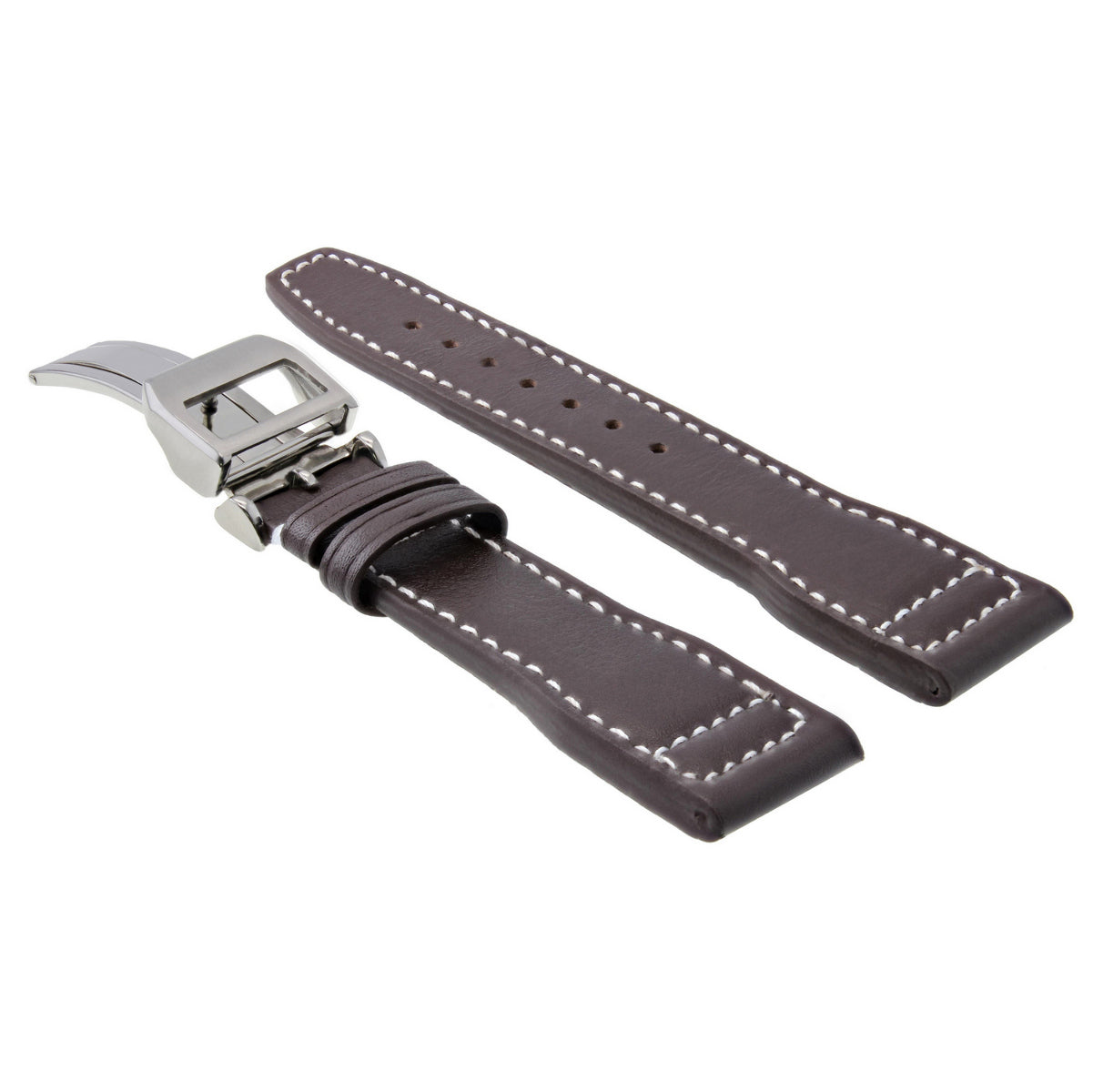 21MM LEATHER WATCH STRAP BAND FOR IWC PILOT DEPLOYMENT SHINY CLASP BROWN WS