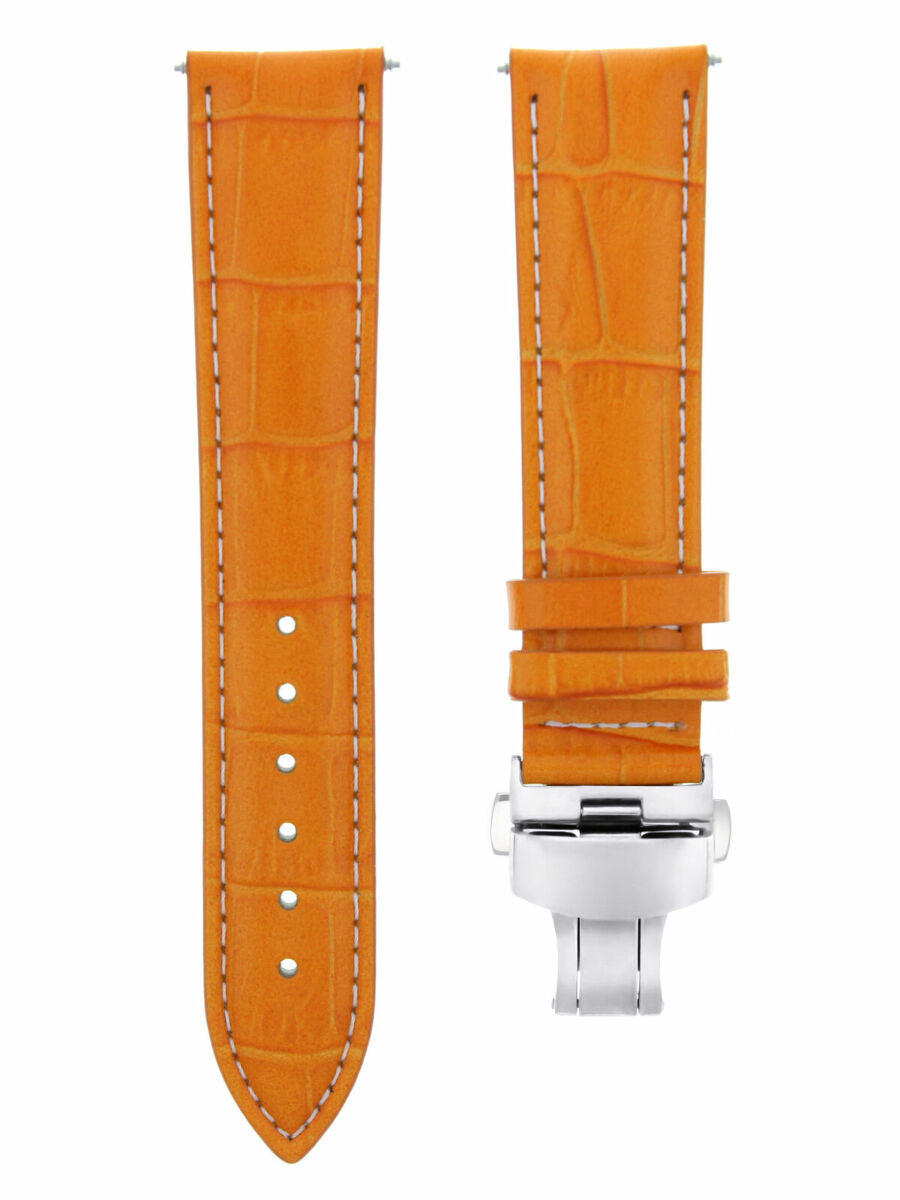 20MM LEATHER WATCH BAND STRAP DEPLOYMENT CLASP FOR GIRARD PERREGAUX ORANGE WS