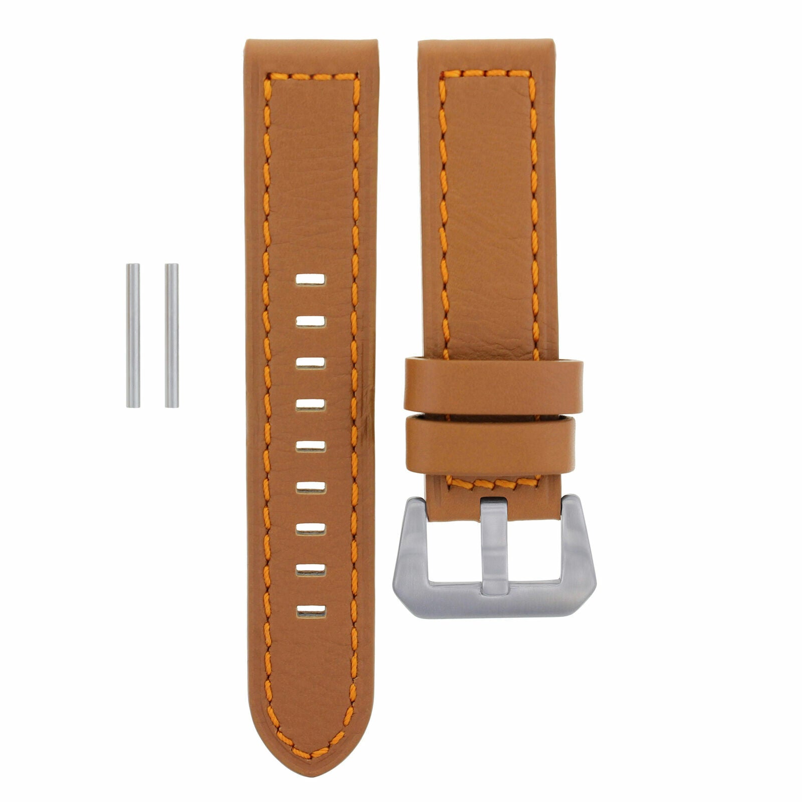 24MM GENUINE LEATHER WATCH BAND STRAP FOR PAM 44MM PANERAI GMT BROWN/TAN ORANGE