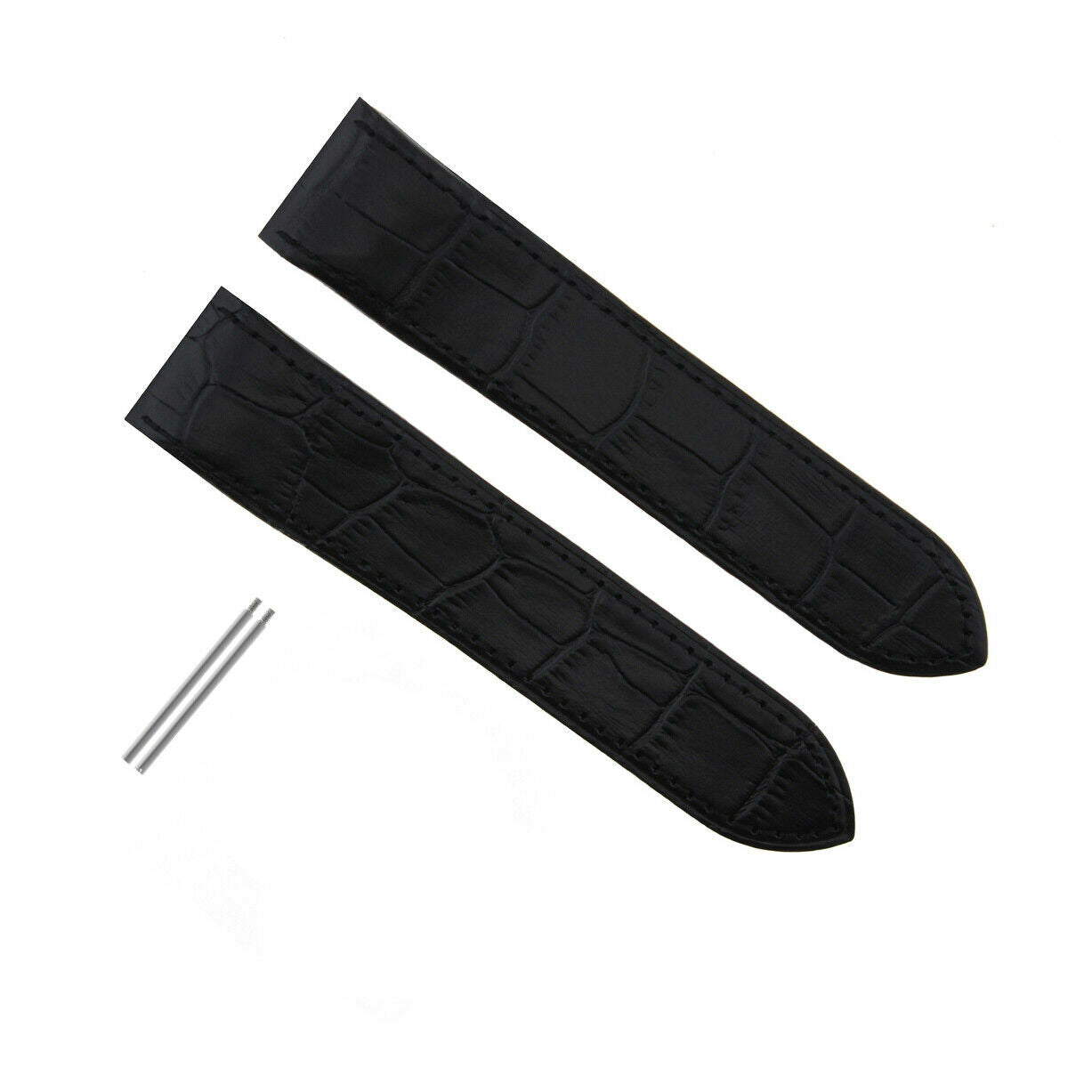 SCREW + 20MM LEATHER BAND STRAP ALLIGATOR FOR 32MM CARTIER SANTOS BLACK MIDSIZE