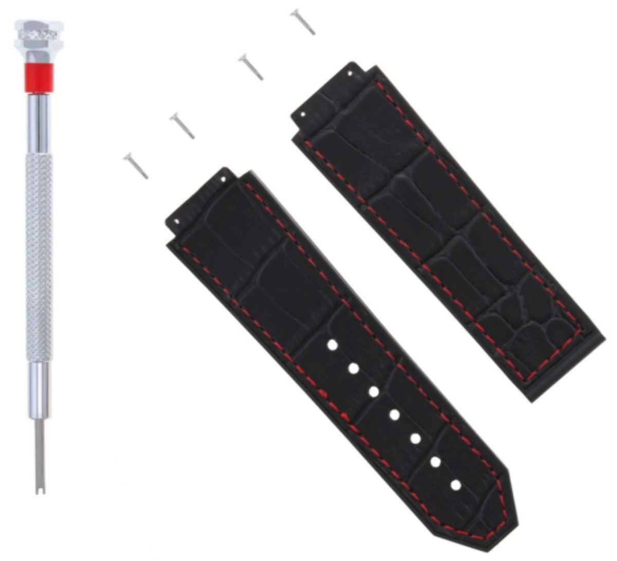 24MM ALLIGATOR LEATHER BAND STRAP FOR 44MM HUBLOT BIG BANG BLACK RS+ 4SCREW + SD