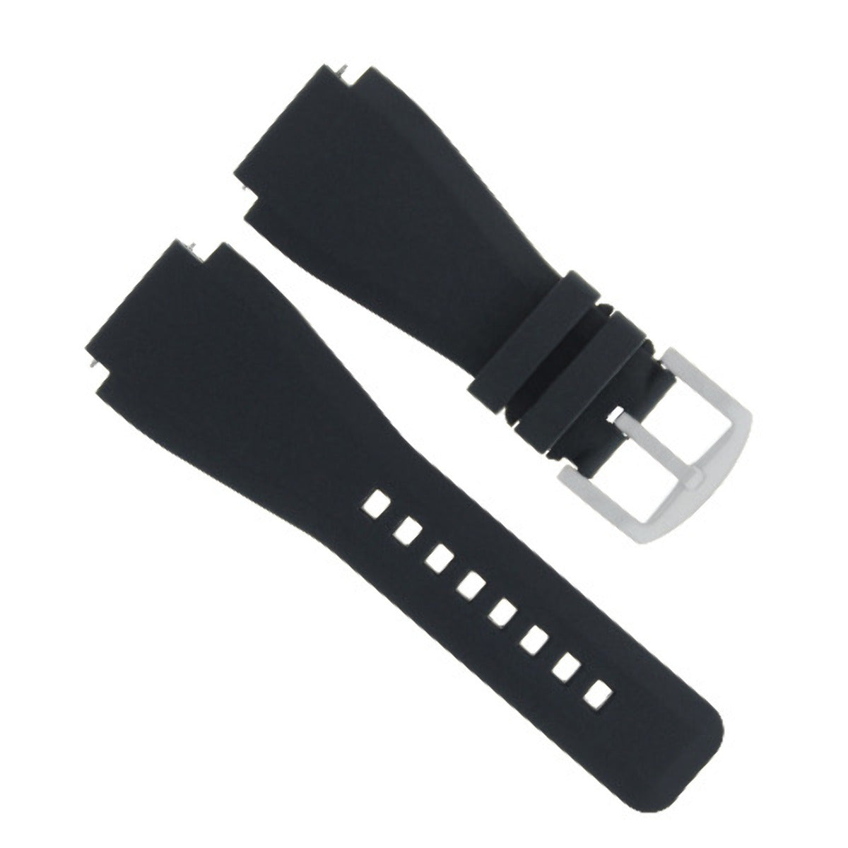 24MM RUBBER BAND STRAP FOR BELL ROSS BLACK BR-01-BR-03 WATCH BRUSH BUCKLE