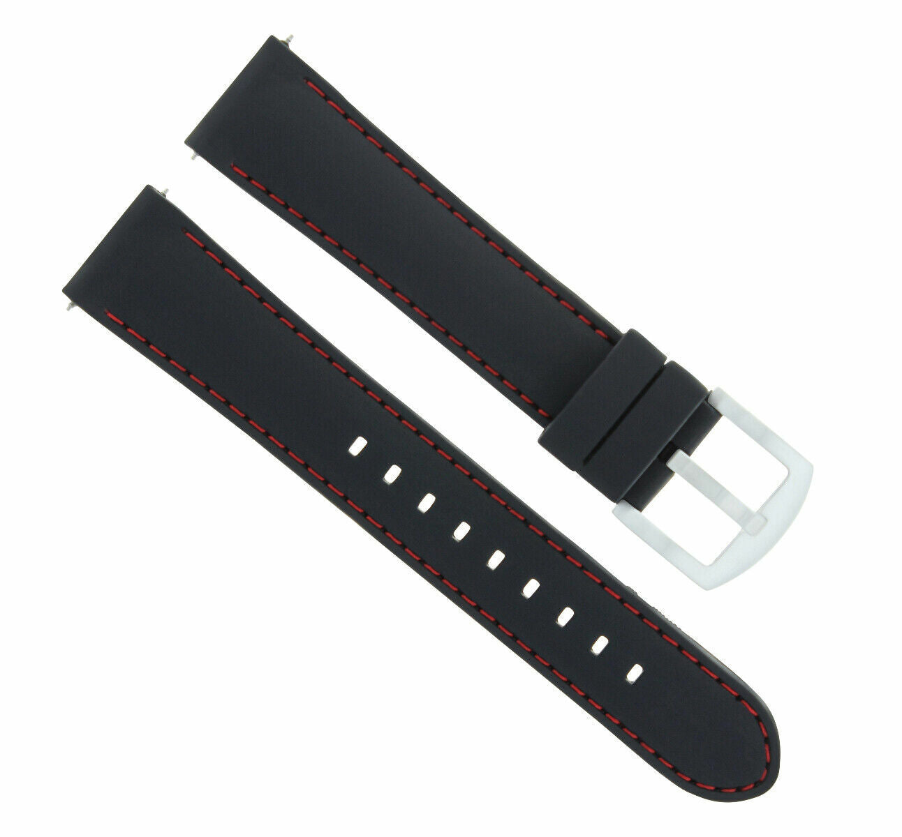 20MM RUBBER BAND STRAP FOR TISSOT PRS516 RACING 1853 WATCH BLACK RED STITCHING