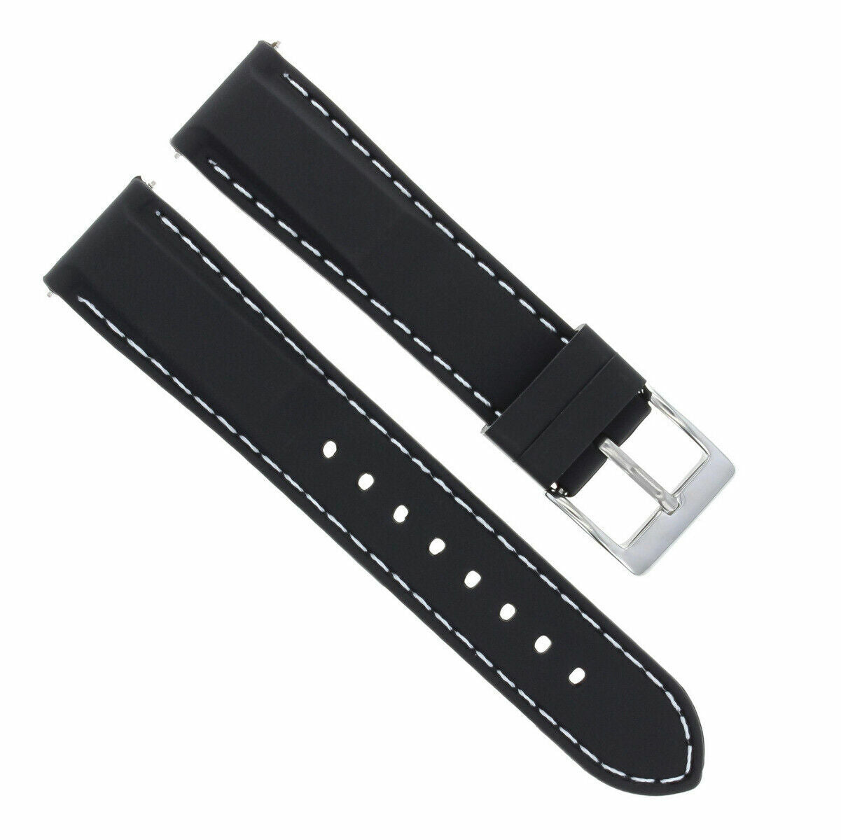 20MM RUBBER BAND STRAP FOR BREITLING NAVITIMER CHRONOMAT A13035 BLACK WHITE STIT