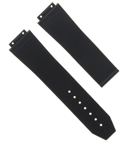 24MM Rubber Band Strap for Hublot 44-45 H Big Bang Fusion + Screwdriver Black, front view