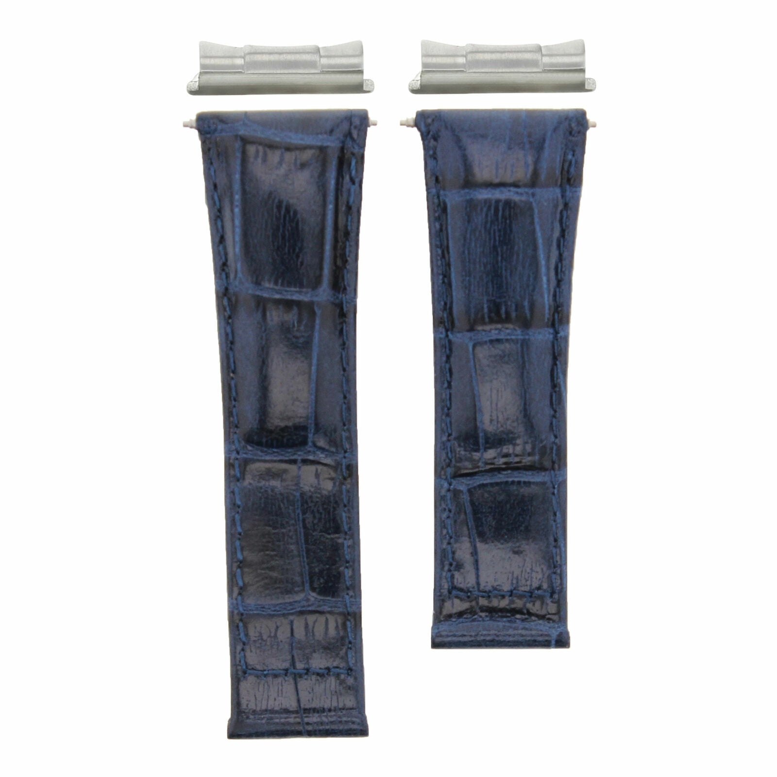 LEATHER BAND STRAP ITALIAN FOR ROLEX DAYTONA WATCH + END PIECE BLUE REGULAR