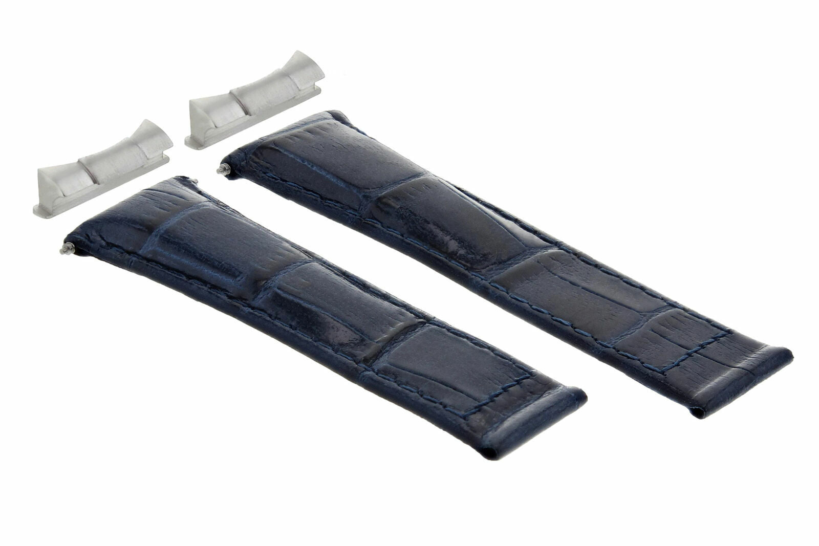 LEATHER BAND STRAP ITALIA FOR ROLEX DAYTONA WATCH 116519 + END PIECE BLUE SHORT