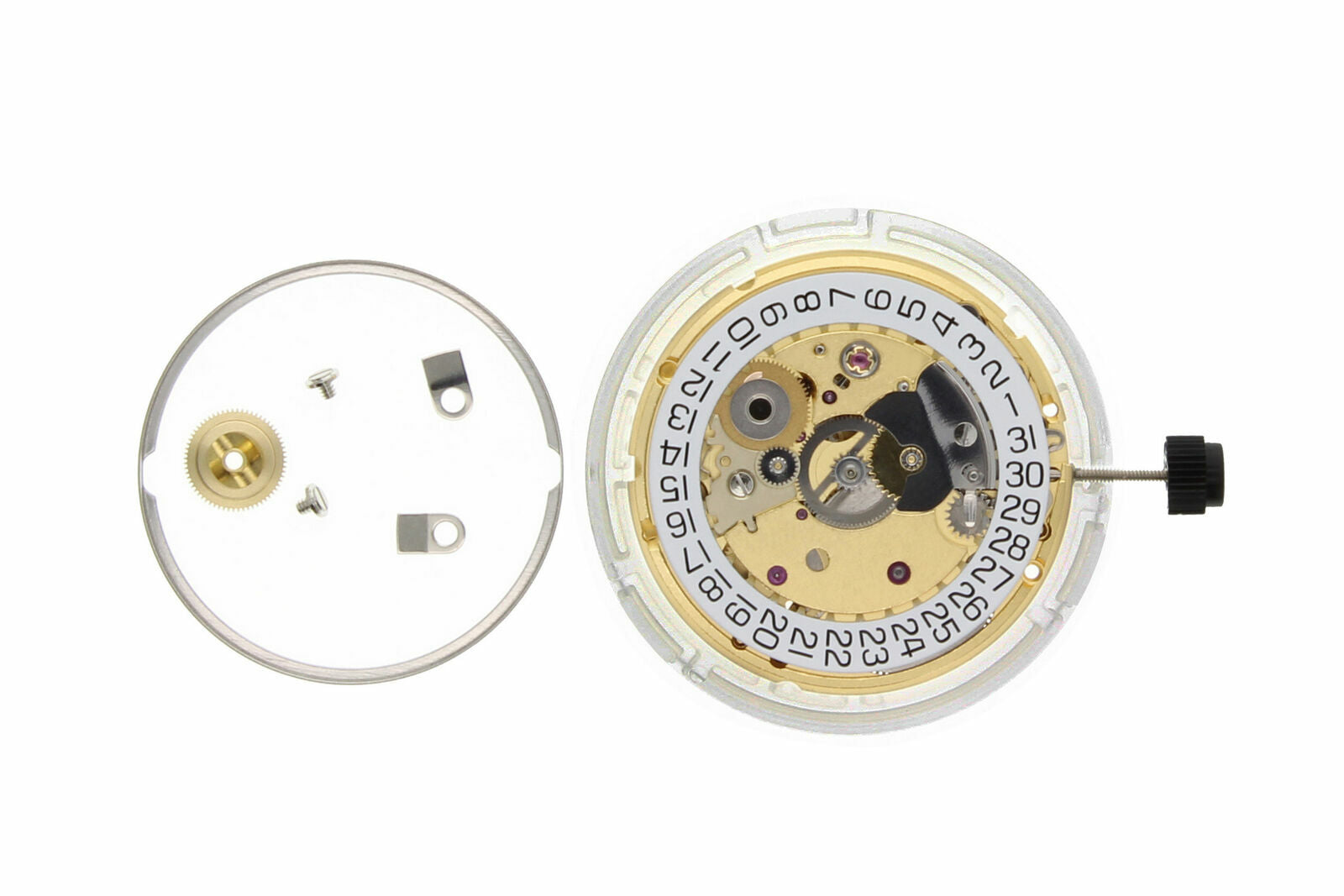 GENUINE ETA 2824-2 AUTOMATIC WATCH MOVEMENT 25 JEWEL DATE @3 GOLD NEW SWISS MADE