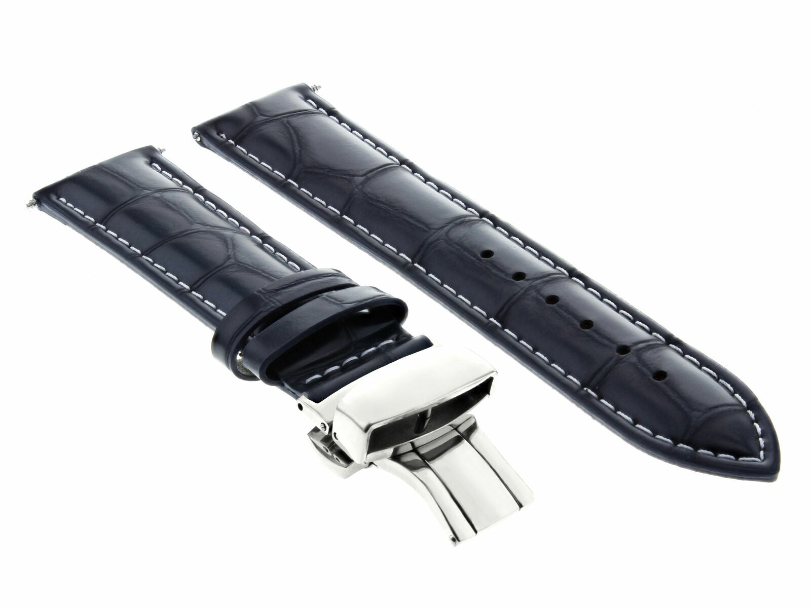 20MM LEATHER BAND STRAP FOR BAUME MERCIER  10082 10083 10064 CLASP DARK BLUE WS