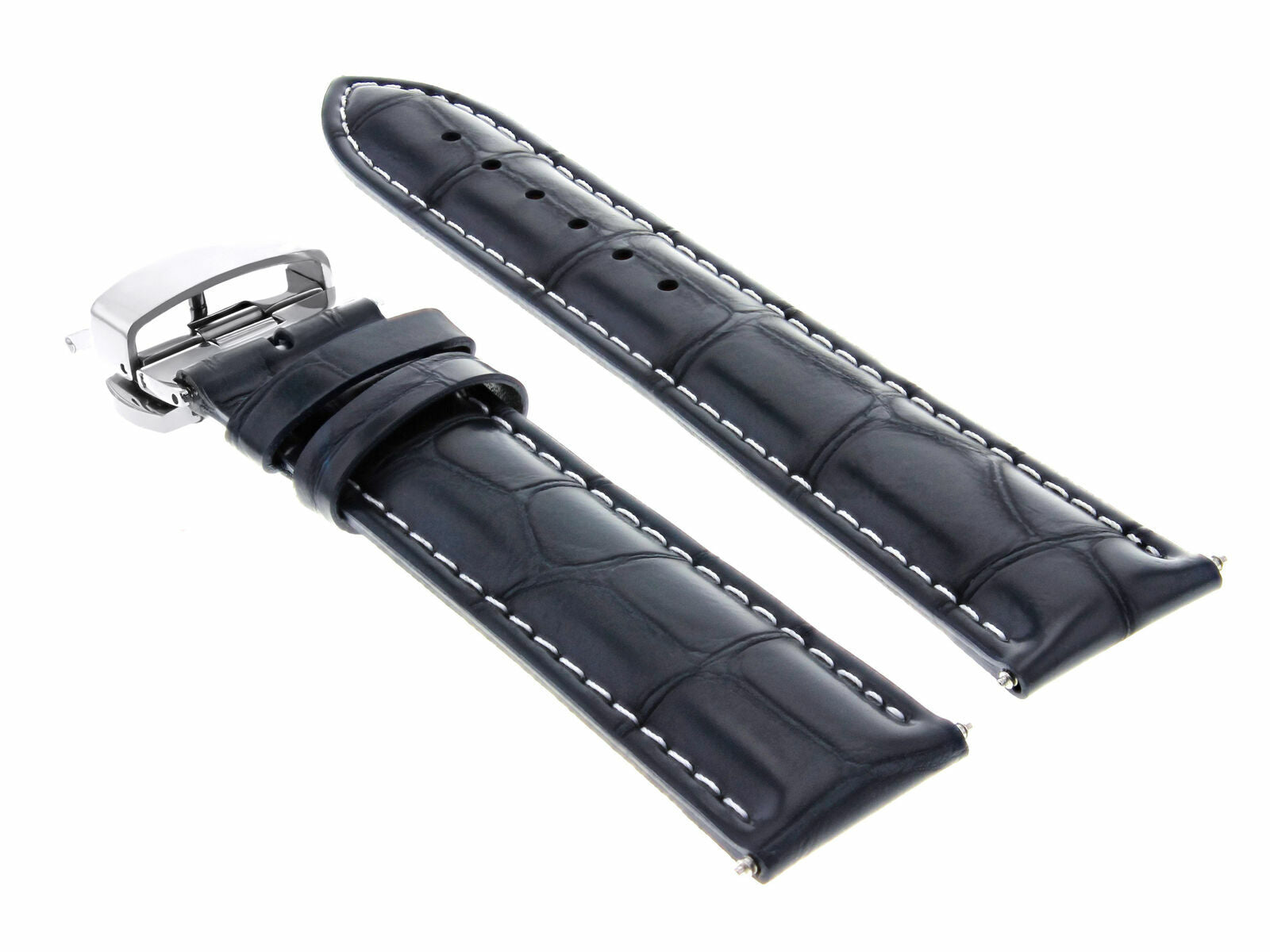 20MM LEATHER BAND STRAP FOR BAUME MERCIER  10082 10083 10064 CLASP DARK BLUE WS