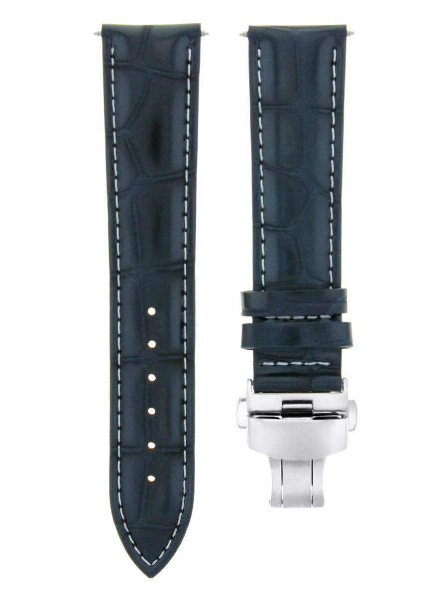 20MM LEATHER BAND STRAP FOR BAUME MERCIER  10082 10083 10064 CLASP DARK BLUE WS