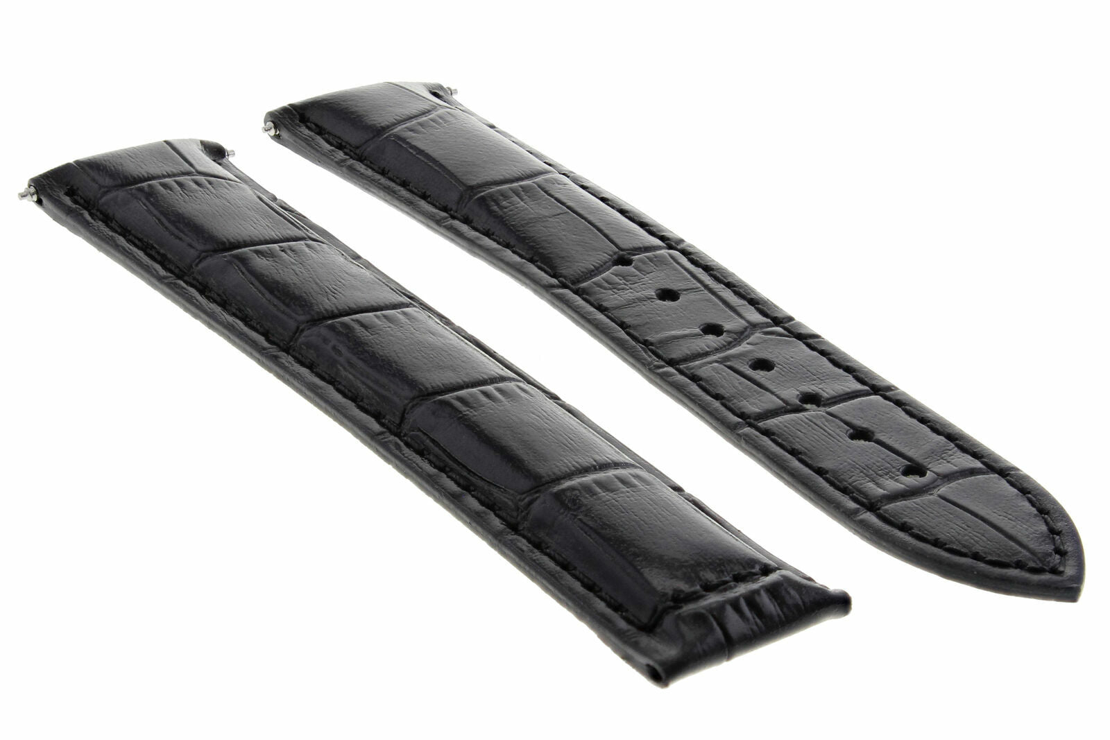 22MM LEATHER BAND STRAP FOR 22/18 IWC LAUREUS WATCH DEPLOYMENT CLASP BLACK