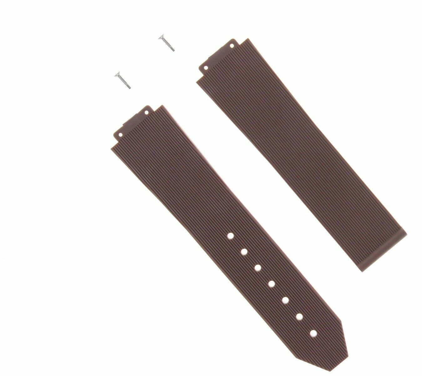 21MM RUBBER WATCH BAND STRAP FOR 38MM H  HUBLOT BIG BANG WATCH BROWN + 2 H SCREW