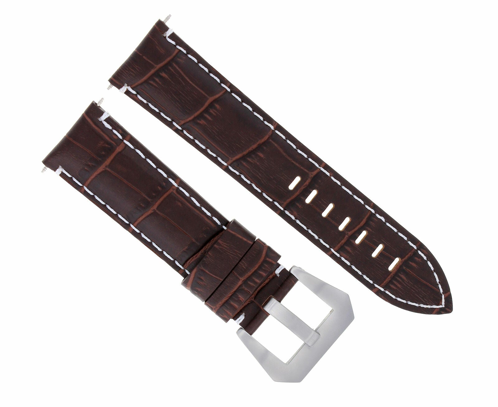 22MM LEATHER WATCH BAND STRAP FOR ULYSSE NARDIN WATCH BROWN WHITE STITCH