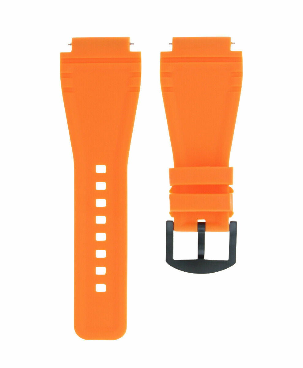 BR02 BR-02 RUBBER STRAP BAND FOR BELL ROSS B & R WATCH ORANGE PVD BLACK BUCKLE