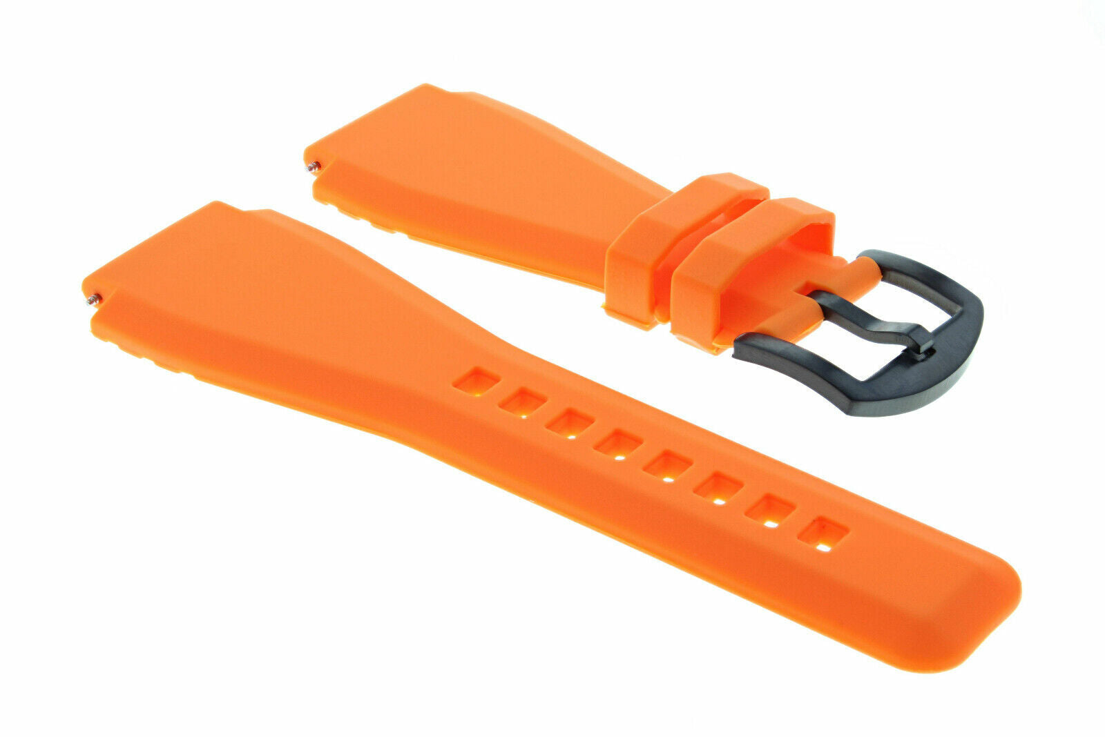 BR02 BR-02 RUBBER STRAP BAND FOR BELL ROSS B & R WATCH ORANGE PVD BLACK BUCKLE