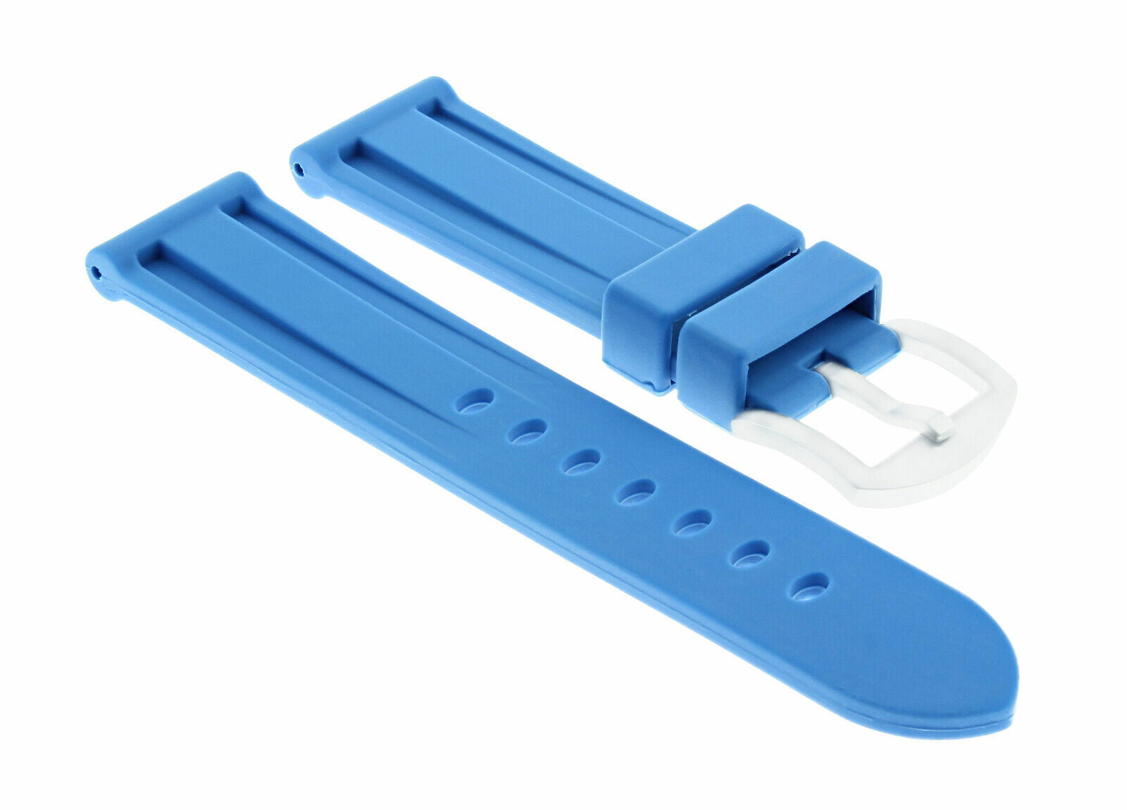 22MM RUBBER WATCH BAND STRAP FOR BREITLING NAVITIMER  PILOT BENTLEY LIGHT BLUE