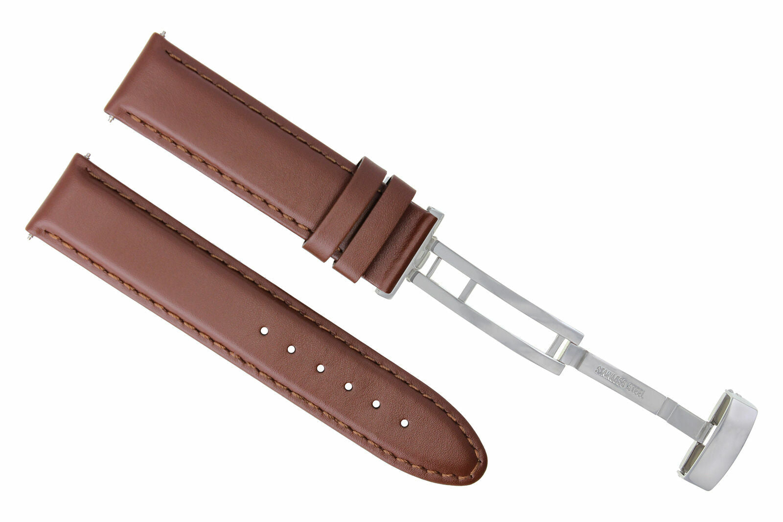 20MM LEATHER STRAP BAND SMOOTH CLASP FOR MONTBLANC WATCH TAN L/BROWN WATERPROOF