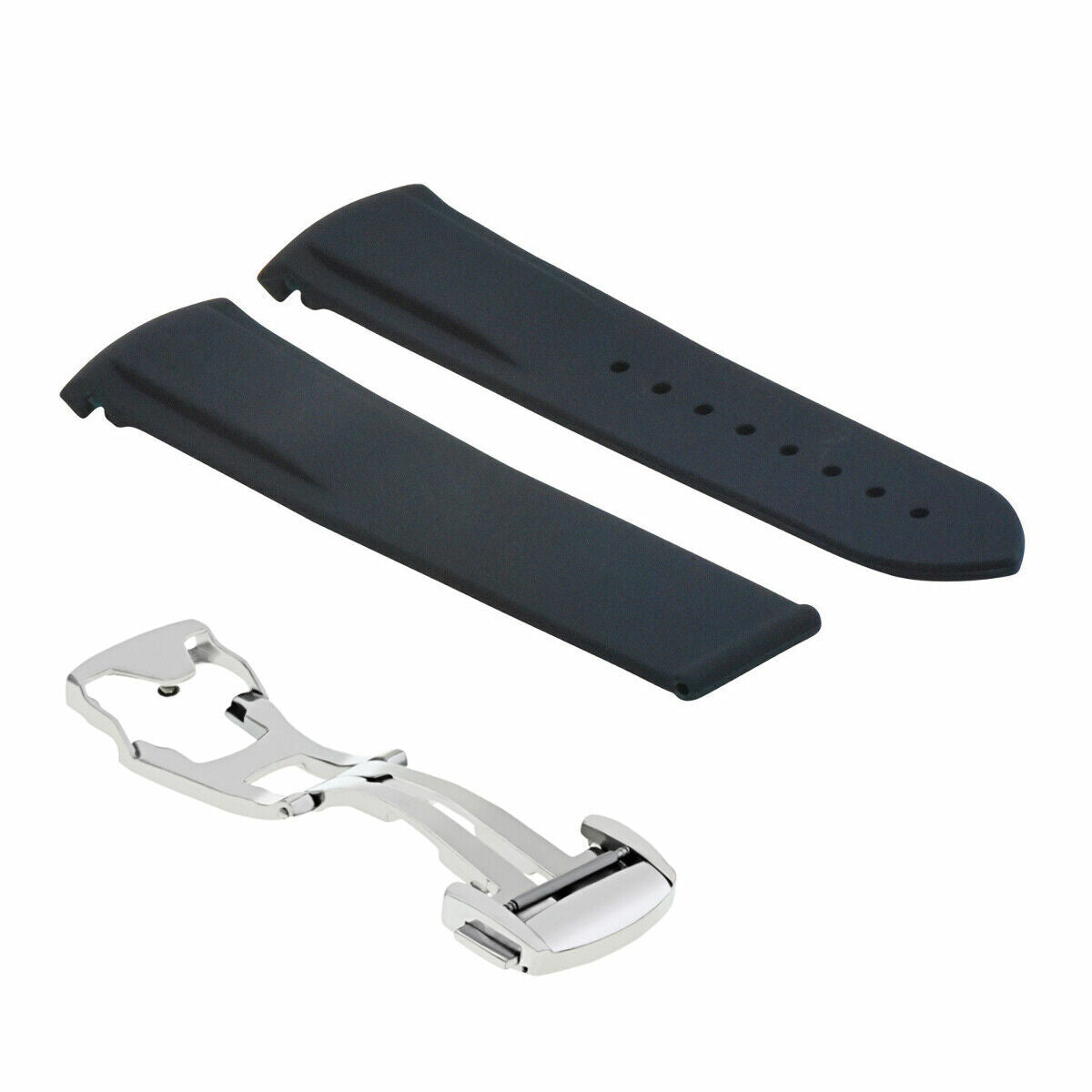20MM RUBBER WATCH BAND STRAP FOR 41MM OMEGA SEAMASTER DEPLOYMENT CLASP BLUE