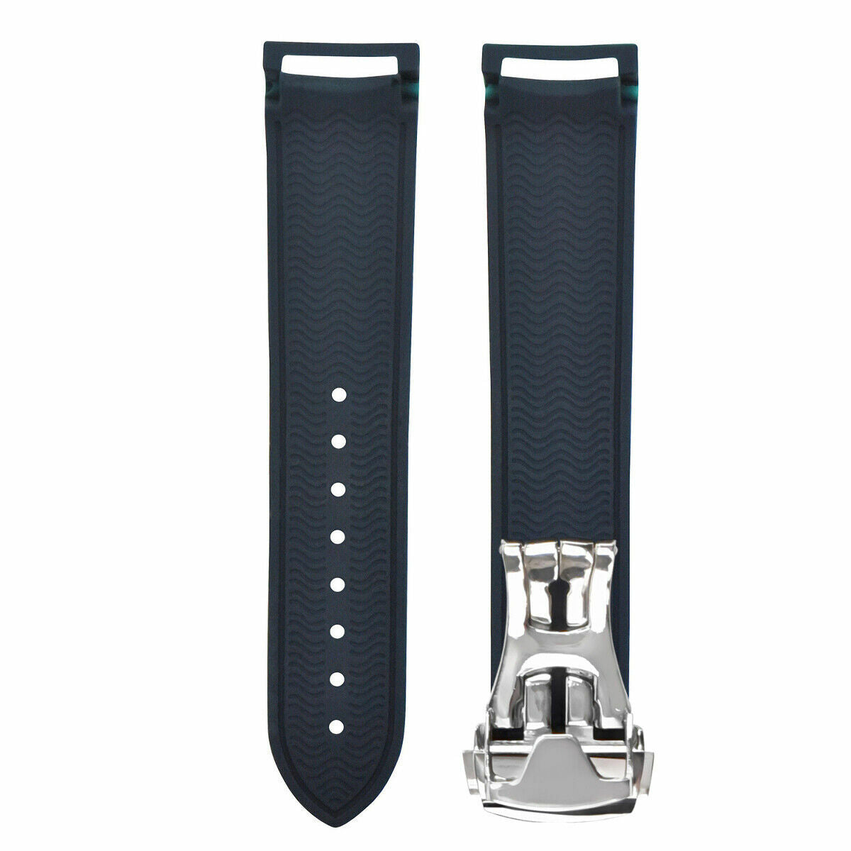 20MM RUBBER WATCH BAND STRAP FOR 41MM OMEGA SEAMASTER DEPLOYMENT CLASP BLUE