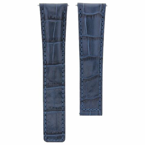 19MM LEATHER WATCH STRAP BAND FOR TAG HEUER TWIN TIME WATCH DEPLOY CLASP BLUE
