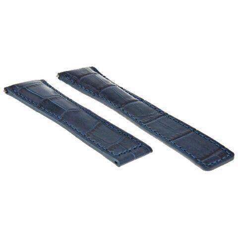 19MM LEATHER WATCH STRAP BAND FOR TAG HEUER TWIN TIME WATCH DEPLOY CLASP BLUE