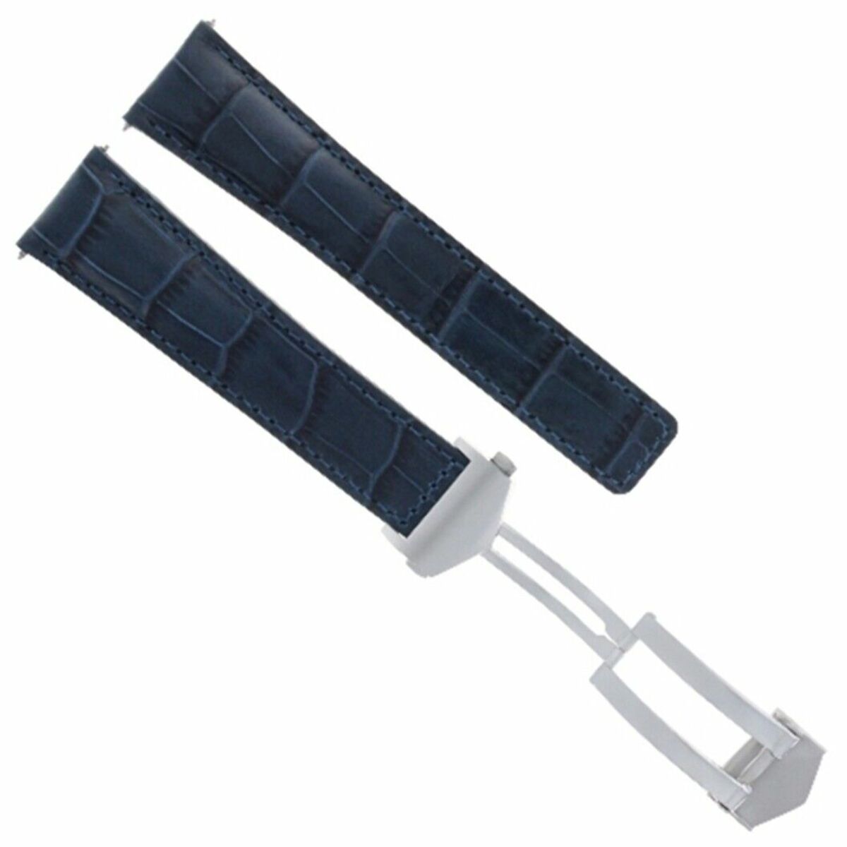22MM LEATHER WATCH BAND STRAP DEPLOY CLASP FOR TAG HEUER CARRERA CALIBRE 16 BLUE
